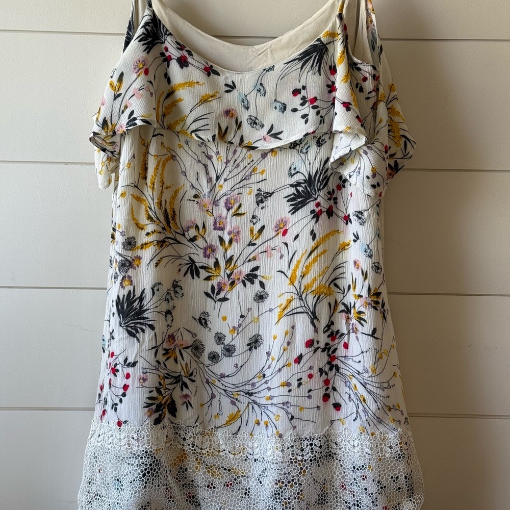 Kentucky Derby Floral Off Shoulder Mini Dress Lace Hem | Anthropologie Style - Picture 7 of 10